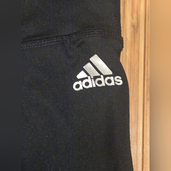 NWOT Adidas Black Leggings with White Logo - Picture 4 of 8